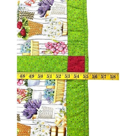 Quilt Hand Made By Church Ladies Tile Pattern Summer Cottage Garden 38”x55” - Picture 6 of 6